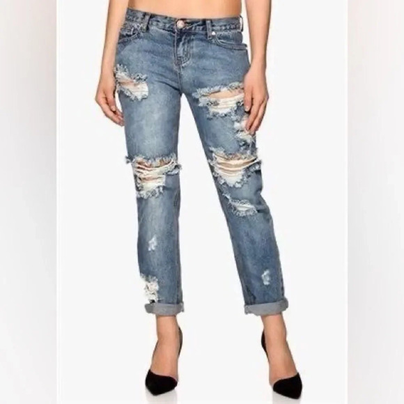 ONE x ONE‎ TEASPOON Awesome Baggies Straight Leg Rip Jeans - Picture 1 of 6